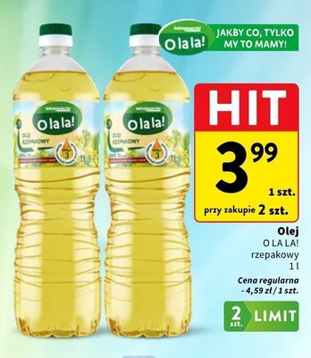 Olej rzepakowy O la la! promocja w Intermarche