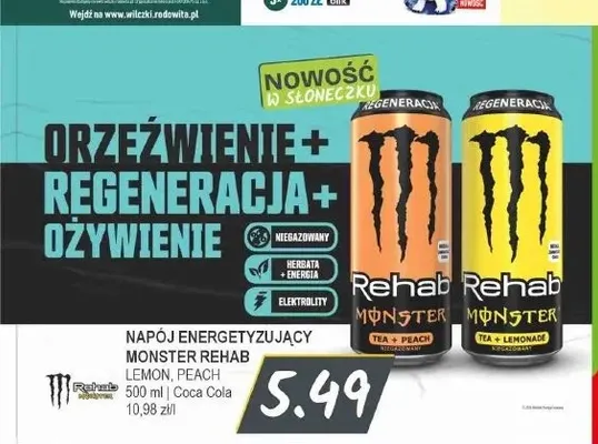 Napój energetyzujący Monster Rehab Peach promocja w Słoneczko