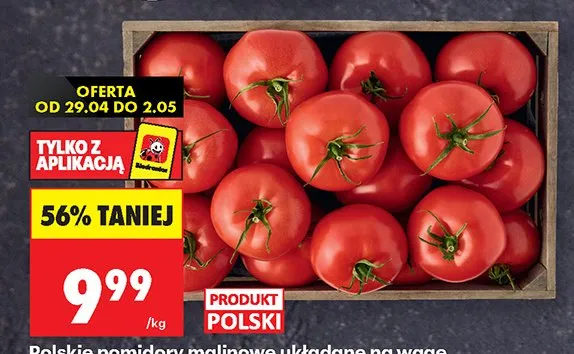 Pomidory malinowe polskie układane na wagę promocja w Biedronka