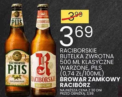 Piwo Raciborskie Butela Zwrotna 500ml klasyczne Pils promocja w Wafelek