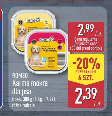 Karma mokra dla psa Romeo promocja w Aldi