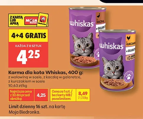 Karma dla kota Whiskas z wołowiną w sosie promocja w Biedronka