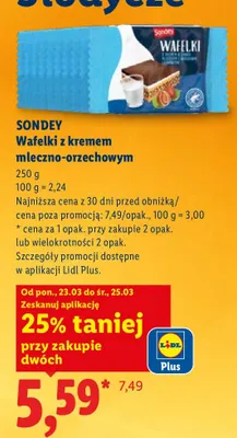 Wafelki z kremem mleczno-orzechowym promocja w Lidl
