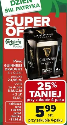 Piwo Draught puszka 4-pak promocja w Carrefour Market