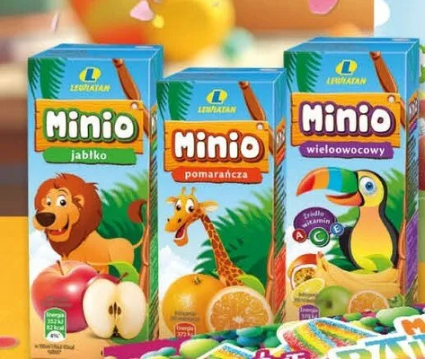 Napój jabłkowy ze słomką Minio promocja w LEWIATAN