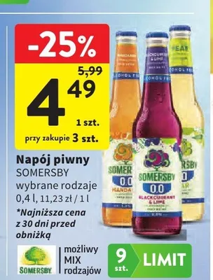 Piwo bezalkoholowe Somersby Mandarine & Lime promocja w Intermarche