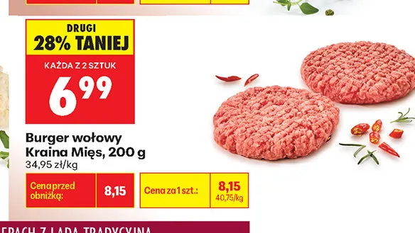 Burger wołowy Kraina Mięs promocja w Biedronka