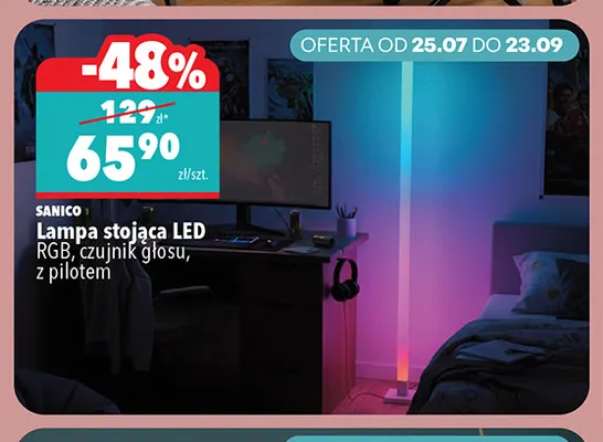 Lampa stojąca LED RGB Sanico z pilotem promocja w Biedronka