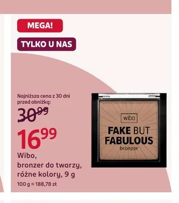 Bronzer do twarzy Wibo Fake But Fabulous promocja w Rossmann