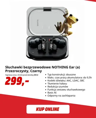 Słuchawki bezprzewodowe Nothing Ear (a) przezroczysty czarny promocja w Media Markt
