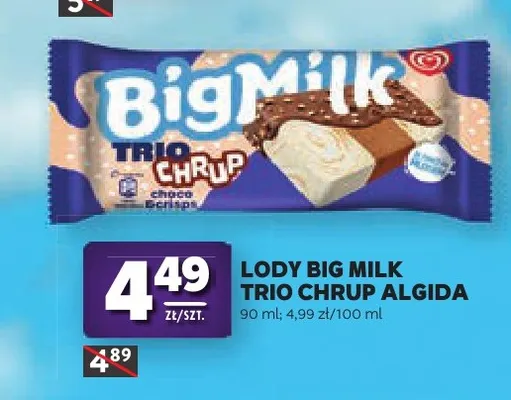 Lody Big Milk Trio Chrup Algida promocja w Stokrotka