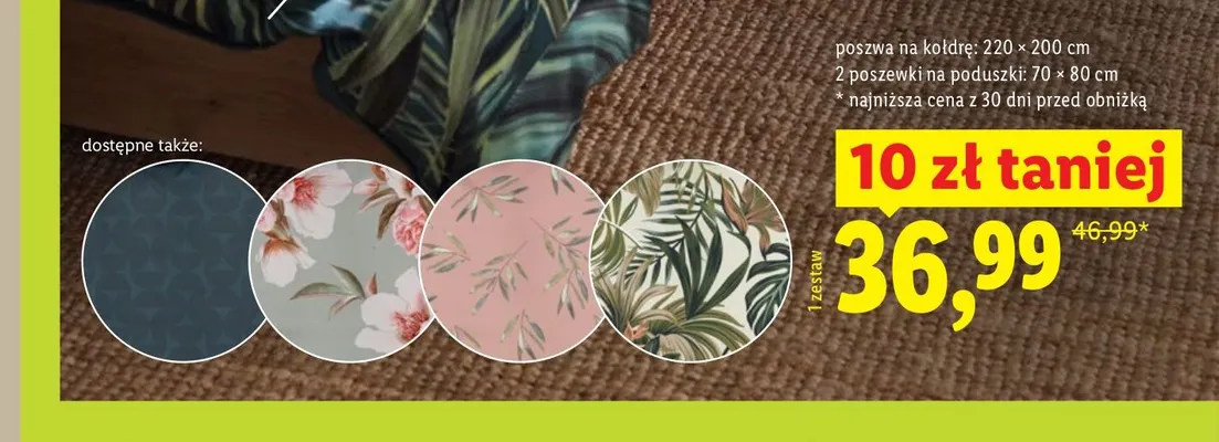 Komplet pościeli z zamkiem błyskawicznym 160x200 cm 2x70x80 cm promocja w Lidl