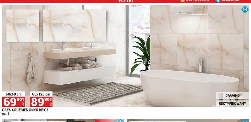 Gres Aqueries Onyx Beige 60x60 cm promocja w Merkury Market