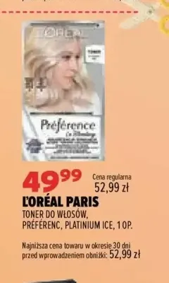 Toner do włosów Préférence Platinium Ice L'Oréal Paris promocja w Drogerie Natura