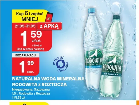 Naturalna woda mineralna Rodowita z Roztocza Gazowana promocja w Chorten
