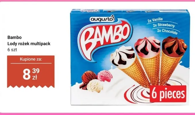 Lody Bambo rożek multipack  promocja w Dino