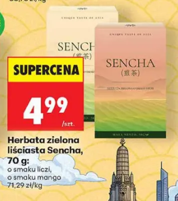 Herbata zielona liściasta Sencha o smaku liczi promocja w Biedronka