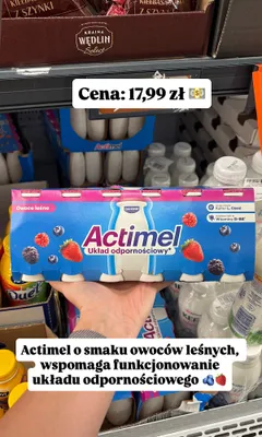 Jogurt pitny Actimel owoce leśne promocja w Biedronka