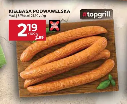 Kiełbasa podwawelska Madej & Wróbel promocja w Stokrotka