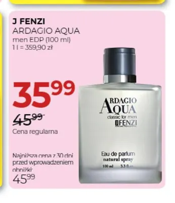 Woda perfumowana Ardagio Aqua J Fenzi promocja w Drogerie Jawa