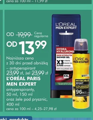 Antyperspirant roll-on L'Oreal Paris Men Expert Invincible Sport promocja w Super-Pharm