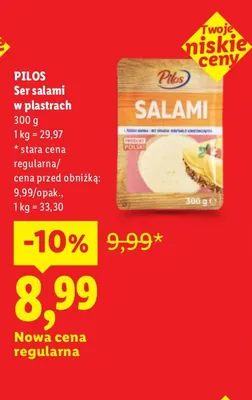 Ser salami w plastrach Pilos promocja w Lidl