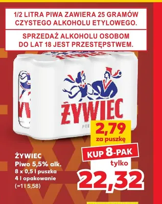 Piwo Żywiec 5,5% 8-pak 500 ml promocja w Kaufland