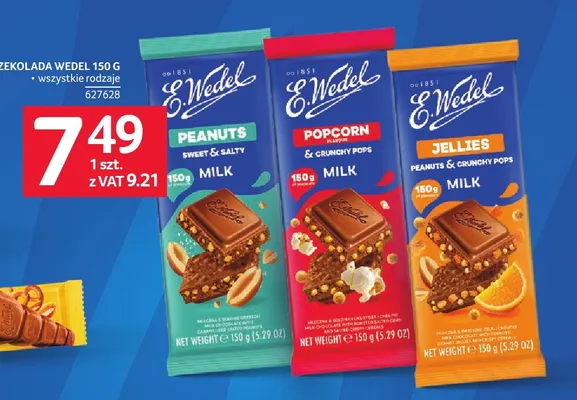 Czekolada mleczna E.Wedel Jellies Peanuts & Crunchy Pops promocja w Selgros