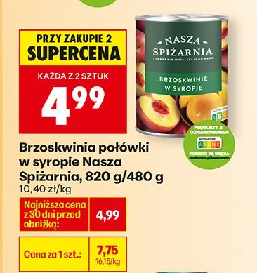 Brzoskwinie połówki w syropie promocja w Biedronka