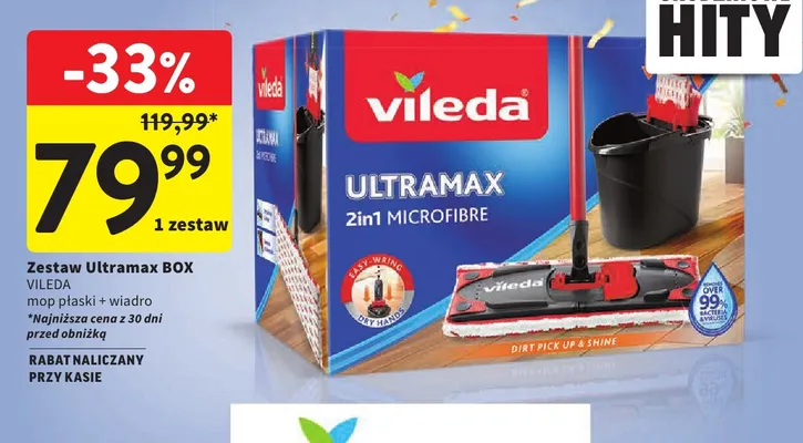 Zestaw Ultramax Box mop płaski + wiadro Vileda promocja w Intermarche