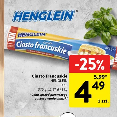 Ciasto francuskie XXL Henglein promocja w Intermarche