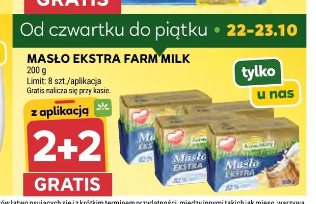 Masło ekstra Farm Milk promocja w Stokrotka