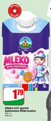 Mleko UHT o smaku gumy balonowej OSM Łowicz promocja w Dino