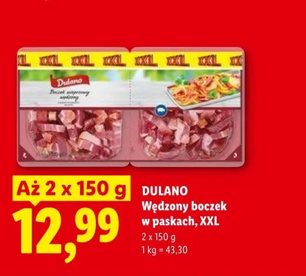 Wędzony boczek w paskach XXL DULANO 2-pak 150g promocja w Lidl