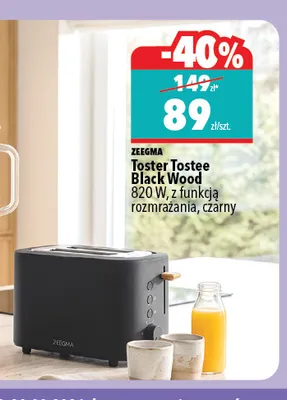 Toster Zeegma Tostee Black Wood promocja w Biedronka Home