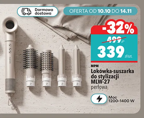 Lokówka-suszarka do stylizacji MLW-27 perłowa Mpm promocja w Biedronka
