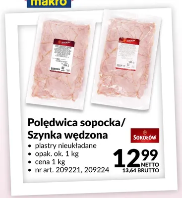 Frankfurterki wędzone Sokołów promocja w Makro