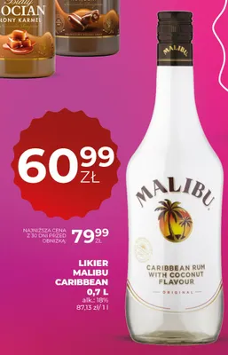 Likier Malibu Caribbean 18% promocja w Duży Ben