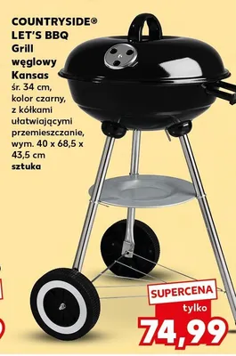 Grill węglowy Countryside Let's BBQ Kansas śr. 34cm czarny z kółkami 40x68,5x43,5cm promocja w Kaufland