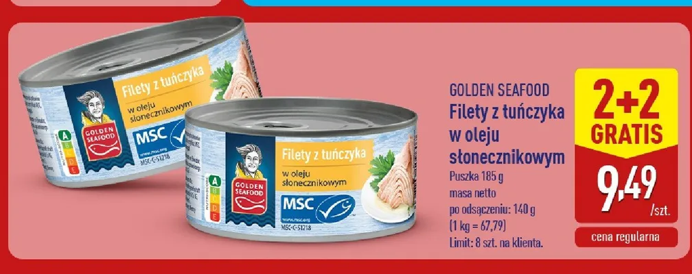 Filety z tuńczyka w oleju słonecznikowym Golden Seafood promocja w Aldi