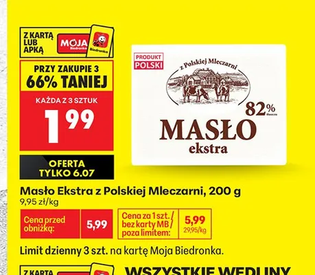 Masło Ekstra z Polskiej Mleczarni promocja w Biedronka
