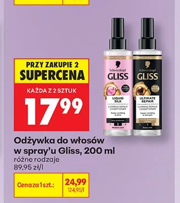 Odżywka do włosów w sprayu Gliss Ultimate Repair promocja w Biedronka