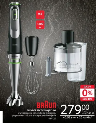 Blender ręczny Braun MQ9135XI 934125 promocja w Selgros