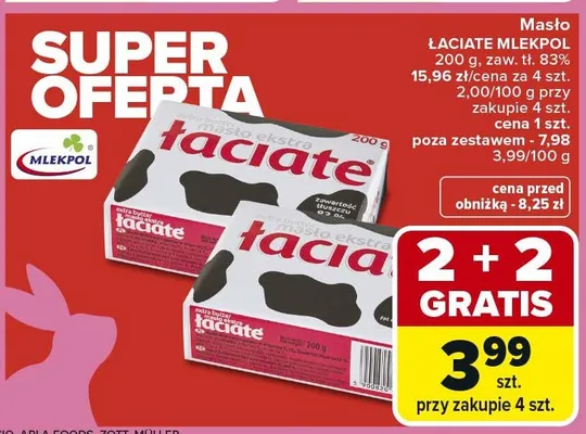 Masło Łaciate promocja w Carrefour