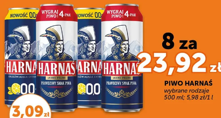 Piwo Harnaś orzeźwiające cytrynowe promocja w ABC