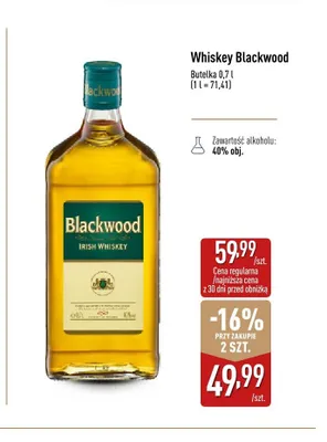 Whiskey Blackwood Irish Whiskey promocja w Aldi