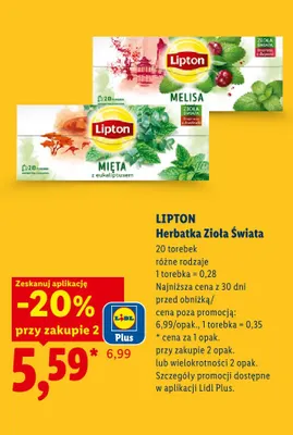 Herbatka Lipton Zioła Świata Melisa promocja w Lidl