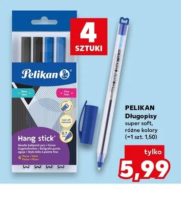 Długopisy super soft Hang Stick 4-pak Pelikan promocja w Kaufland