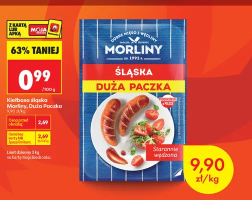Kiełbasa śląska Morliny Duża Paczka promocja w Biedronka