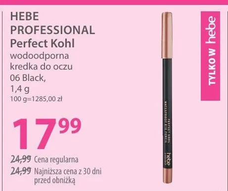 Wodoodporna kredka do oczu Perfect Kohl 06 Black promocja w Hebe